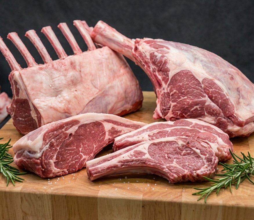 Cordero y piezas grandes de carne
