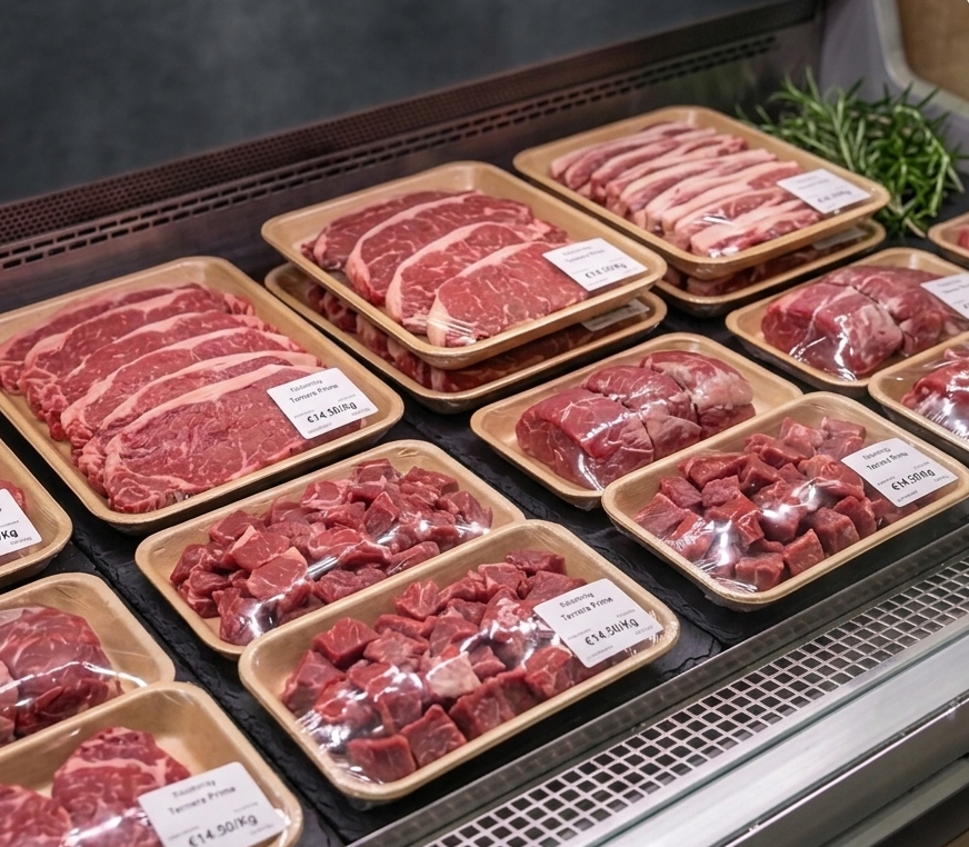 Piezas de carne apiladas